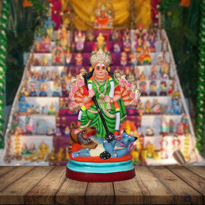 Mahishasuramardini Durga Clay Golu Bommai - 14 Inches | Giri Golu Doll/ Navaratri Golu Bomma/Gombe/Bommai