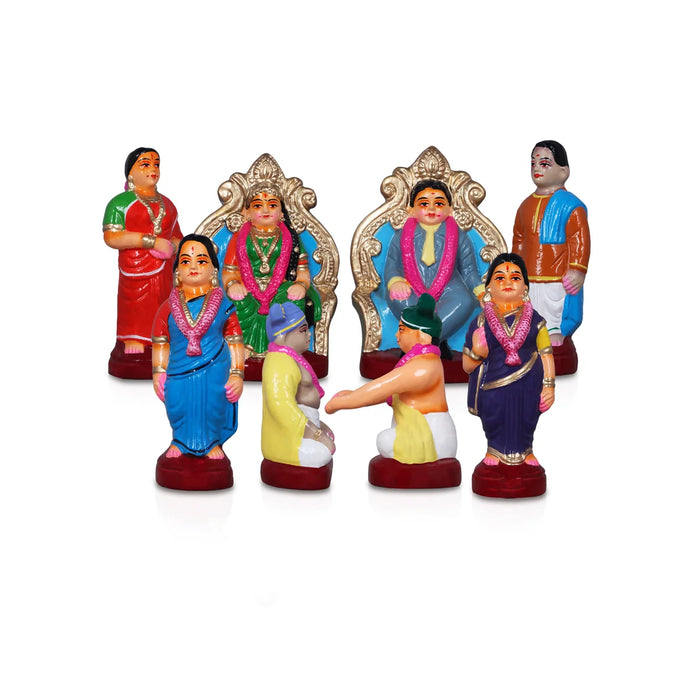 Engagement Clay Golu Bommai Set - 6 Inches | Giri Golu Doll/ Navaratri Golu Bomma/Gombe/Bommai