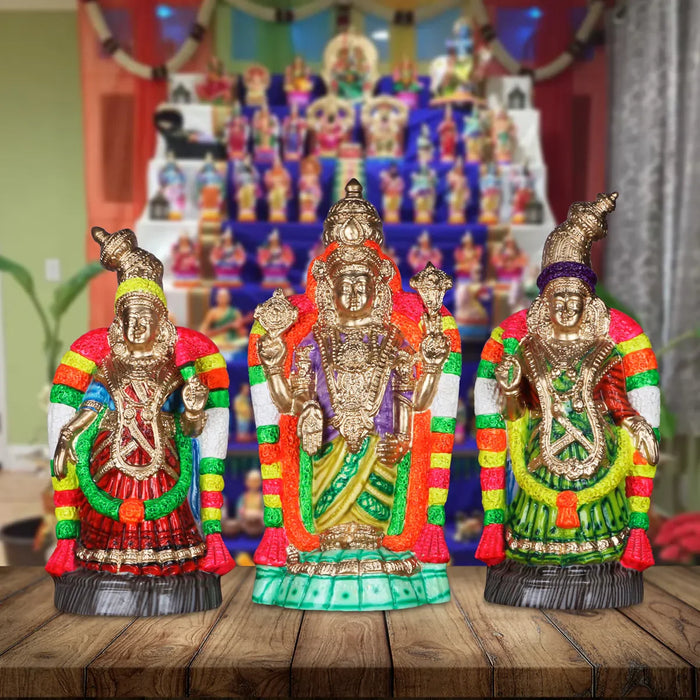 Malayappaswamy Sridevi Bhudevi Paper Mache Golu Bommai - 24 Inches | Giri Golu Doll/ Navaratri Golu Bomma/Gombe/Bommai