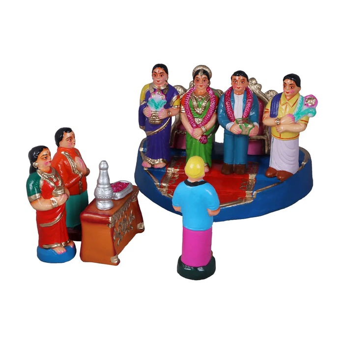 Reception Clay Golu Bommai Set - 10 Inches | Giri Golu Doll/ Navaratri Golu Bomma/Gombe/Bommai