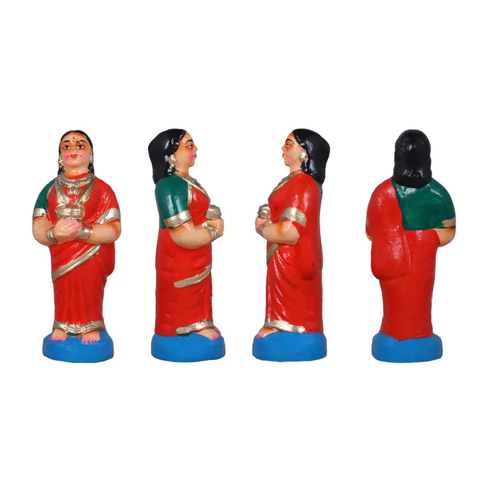 Reception Clay Golu Bommai Set - 10 Inches | Giri Golu Doll/ Navaratri Golu Bomma/Gombe/Bommai