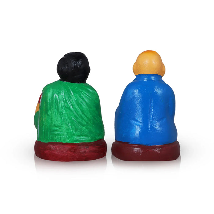 Thatha Paati Pair - 4 Inches | Giri Golu Statue/ Clay Statue/ Chettiyar Chettichi/ Navarathri Doll