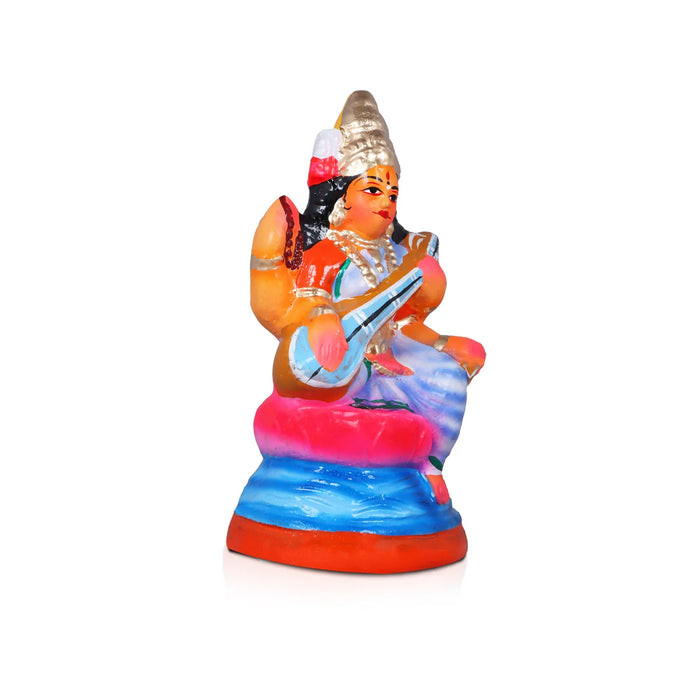 Durga Lakshmi Saraswathi Set - 8 Inches | Giri Golu Statue/ Clay Statue/ Laxmi/ Saraswati/ Durgai