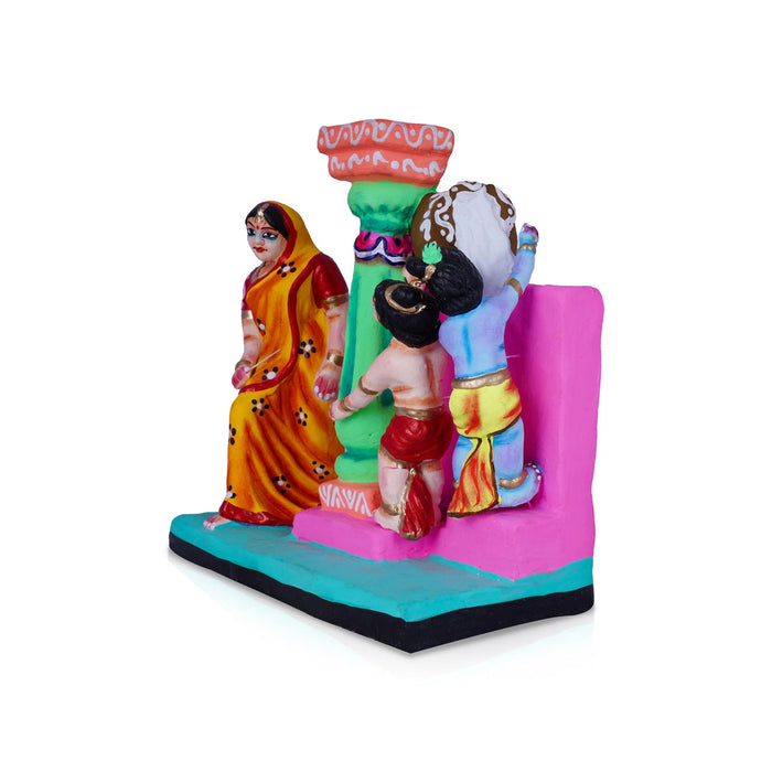 Krishna Murti Vennai Thiruduthal Clay Golu Bommai- 10 X 9 Inches | Navaratri Gombe/Giri Golu Doll/Navratri Decor
