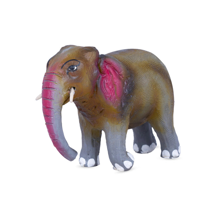 Elephant Statue Clay Golu Bommai - 4.5 X 6 Inches | Navaratri Gombe/ Giri Golu Doll/ Navratri Decor