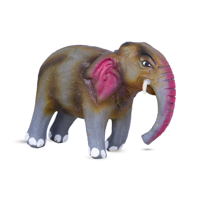 Elephant Statue Clay Golu Bommai - 4.5 X 6 Inches | Navaratri Gombe/ Giri Golu Doll/ Navratri Decor
