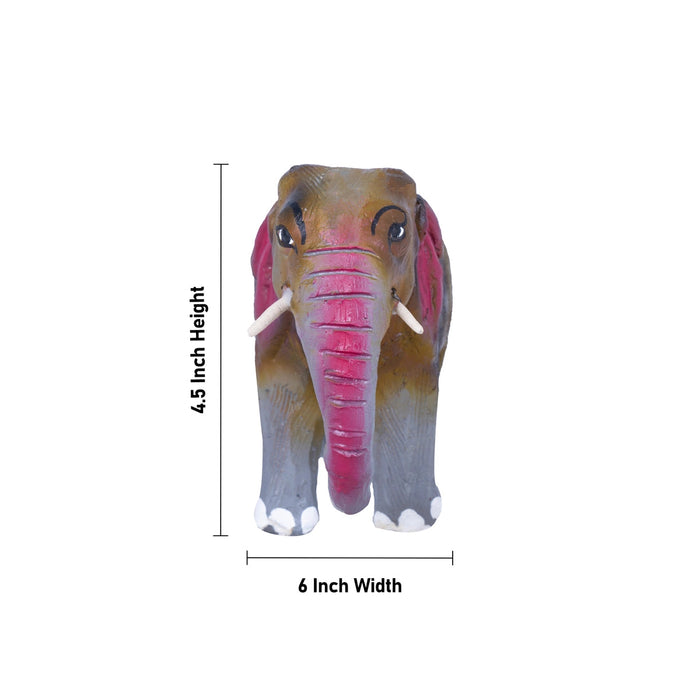 Elephant Statue Clay Golu Bommai - 4.5 X 6 Inches | Navaratri Gombe/ Giri Golu Doll/ Navratri Decor