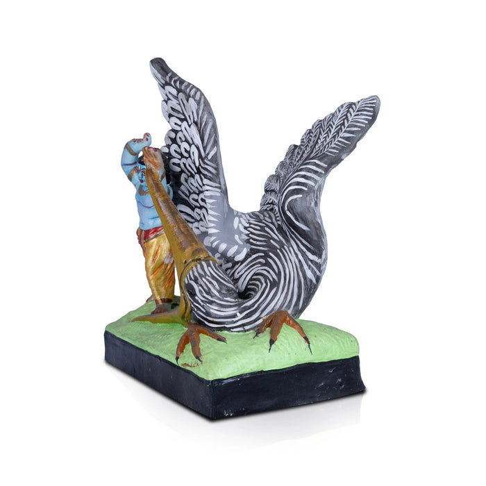 Krishna Murti Bakasura Vadham Clay Golu Bommai- 10 X 8.5 Inches | Navaratri Gombe/Giri Golu Doll/Navratri Decor