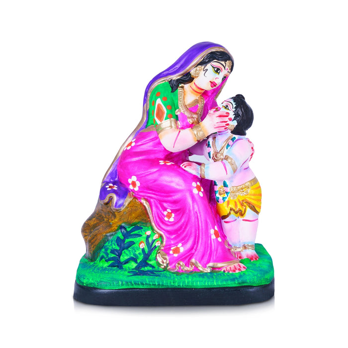 Yashoda Krishna Clay Golu Bommai - 9 x 6 Inches | Giri Golu Doll/ Navaratri Golu Bomma/ Dasara Doll