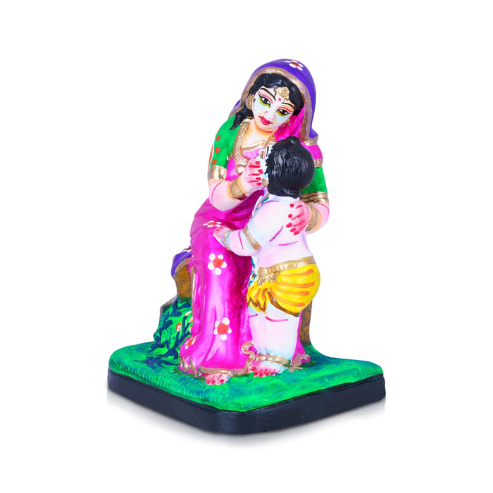 Yashoda Krishna Clay Golu Bommai - 9 x 6 Inches | Giri Golu Doll/ Navaratri Golu Bomma/ Dasara Doll