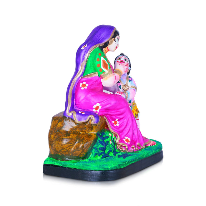 Yashoda Krishna Clay Golu Bommai - 9 x 6 Inches | Giri Golu Doll/ Navaratri Golu Bomma/ Dasara Doll