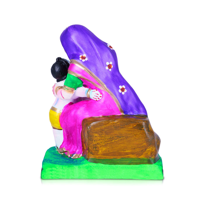 Yashoda Krishna Clay Golu Bommai - 9 x 6 Inches | Giri Golu Doll/ Navaratri Golu Bomma/ Dasara Doll