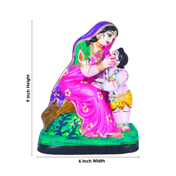 Yashoda Krishna Clay Golu Bommai - 9 x 6 Inches | Giri Golu Doll/ Navaratri Golu Bomma/ Dasara Doll