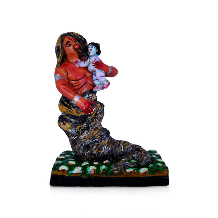 Krishna murti Trinavarta Vadham Clay Golu Bommai - 10.5 x 7.5 Inches | Navaratri Gombe/ Giri Golu Doll