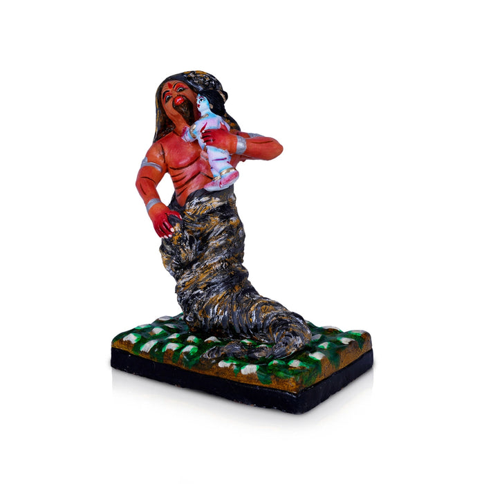 Krishna murti Trinavarta Vadham Clay Golu Bommai - 10.5 x 7.5 Inches | Navaratri Gombe/ Giri Golu Doll