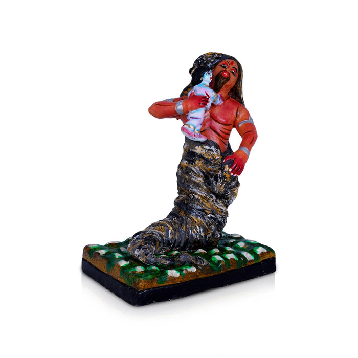 Krishna murti Trinavarta Vadham Clay Golu Bommai - 10.5 x 7.5 Inches | Navaratri Gombe/ Giri Golu Doll