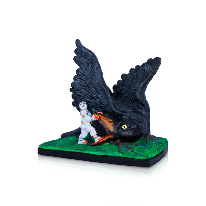 Krishna Bakasura Vadham Clay Golu Bommai - 10 X 10 Inches | Navaratri Gombe/ Giri Golu Doll/ Navratri Decor