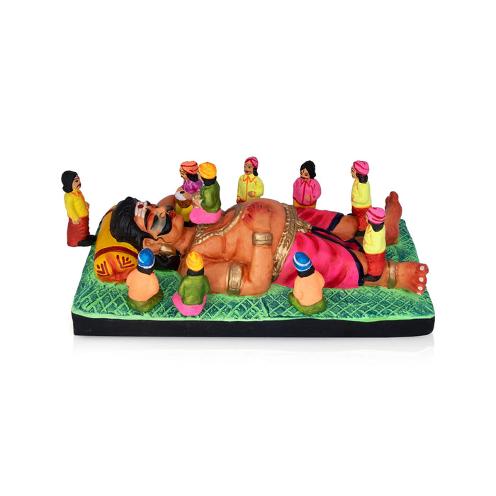 Kumbhakarna Clay Golu Bommai - 3 x 11.5 Inches | Giri Golu Doll/ Navaratri Golu Bomma/ Bommai/Gombe