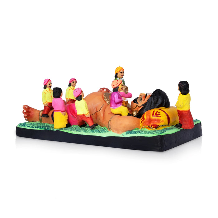 Kumbhakarna Clay Golu Bommai - 3 x 11.5 Inches | Giri Golu Doll/ Navaratri Golu Bomma/ Bommai/Gombe