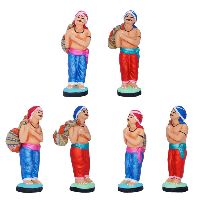 Krishna - Govardhana Giridhari Clay Golu Bommai Set - 11 x 5 Inches | Giri Golu Doll/Navaratri Golu Bomma/Bommalu