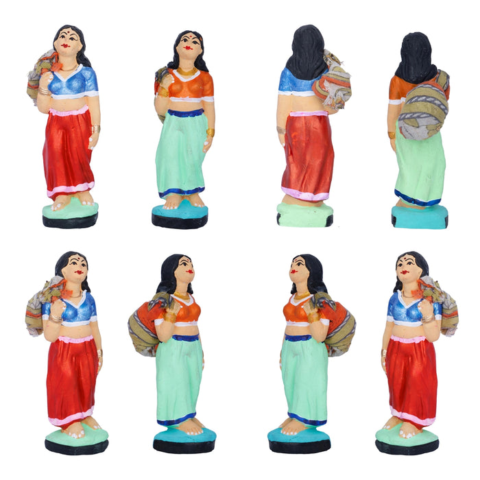 Krishna - Govardhana Giridhari Clay Golu Bommai Set - 11 x 5 Inches | Giri Golu Doll/Navaratri Golu Bomma/Bommalu