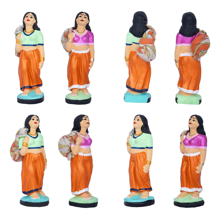 Krishna - Govardhana Giridhari Clay Golu Bommai Set - 11 x 5 Inches | Giri Golu Doll/Navaratri Golu Bomma/Bommalu