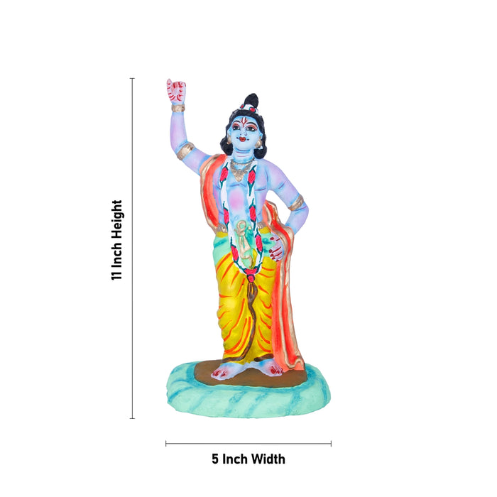Krishna - Govardhana Giridhari Clay Golu Bommai Set - 11 x 5 Inches | Giri Golu Doll/Navaratri Golu Bomma/Bommalu