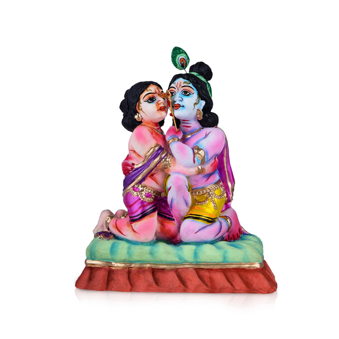 Krishna and Balarama Clay Golu Bommai - 10 x 8 Inches | Giri Golu Doll/ Navaratri Golu Bomma/ Gombe/ Bommai