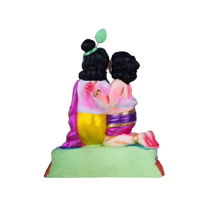 Krishna and Balarama Clay Golu Bommai - 10 x 8 Inches | Giri Golu Doll/ Navaratri Golu Bomma/ Gombe/ Bommai