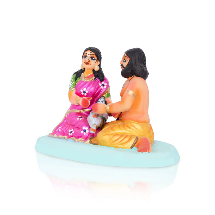 Krishna Vasu Devaki Clay Golu Bommai - 7 x 9.5 Inches | Giri Golu Doll/Navaratri Golu Bomma/Gombe/Bommai