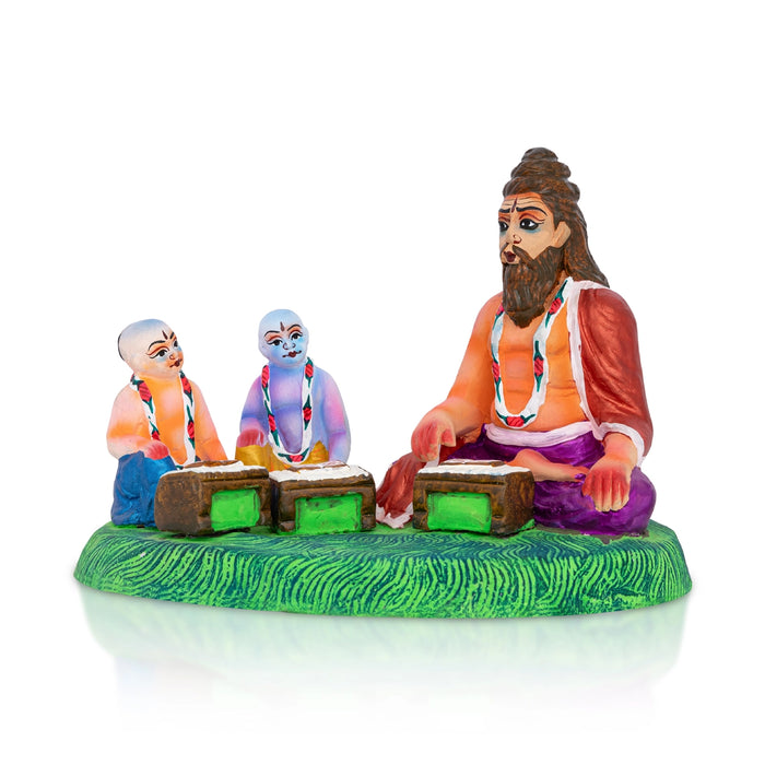 Krishna Sandeepni Ashram Clay Golu Bommai Set - 7 x 9.5 Inches | Giri Golu Doll/ Navaratri Kolu Bommalu/ Gombe