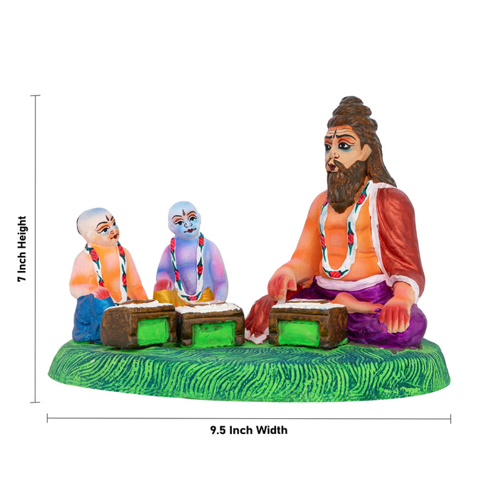 Krishna Sandeepni Ashram Clay Golu Bommai Set - 7 x 9.5 Inches | Giri Golu Doll/ Navaratri Kolu Bommalu/ Gombe