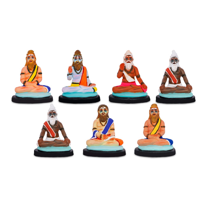 Sapta Rishi Clay Golu Bommai Set - 8.5 x 5 Inches | Giri Golu doll/ Navaratri Kolu Bommalu/ Gombe