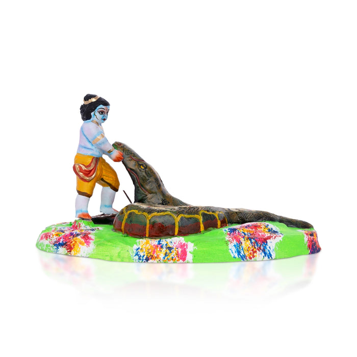 Krishna Aghasura Vadham Clay Golu Bommai - 6 x 11 Inches | Giri Golu Doll/Navaratri Golu Bomma/Gombe/Bommai