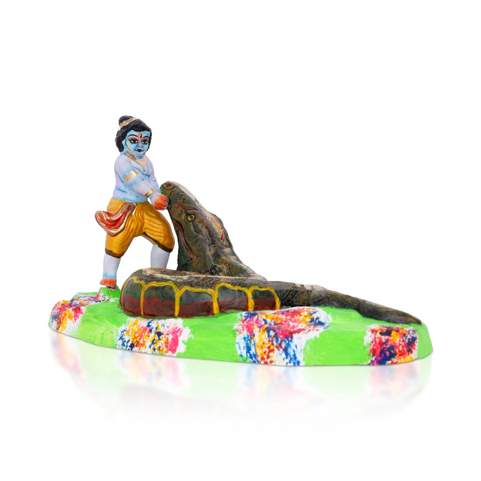 Krishna Aghasura Vadham Clay Golu Bommai - 6 x 11 Inches | Giri Golu Doll/Navaratri Golu Bomma/Gombe/Bommai