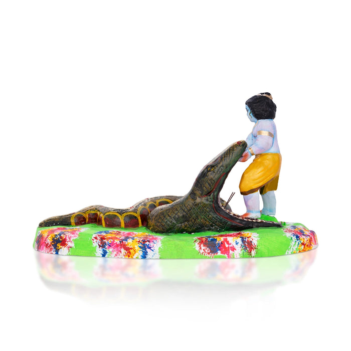 Krishna Aghasura Vadham Clay Golu Bommai - 6 x 11 Inches | Giri Golu Doll/Navaratri Golu Bomma/Gombe/Bommai