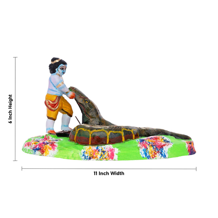 Krishna Aghasura Vadham Clay Golu Bommai - 6 x 11 Inches | Giri Golu Doll/Navaratri Golu Bomma/Gombe/Bommai