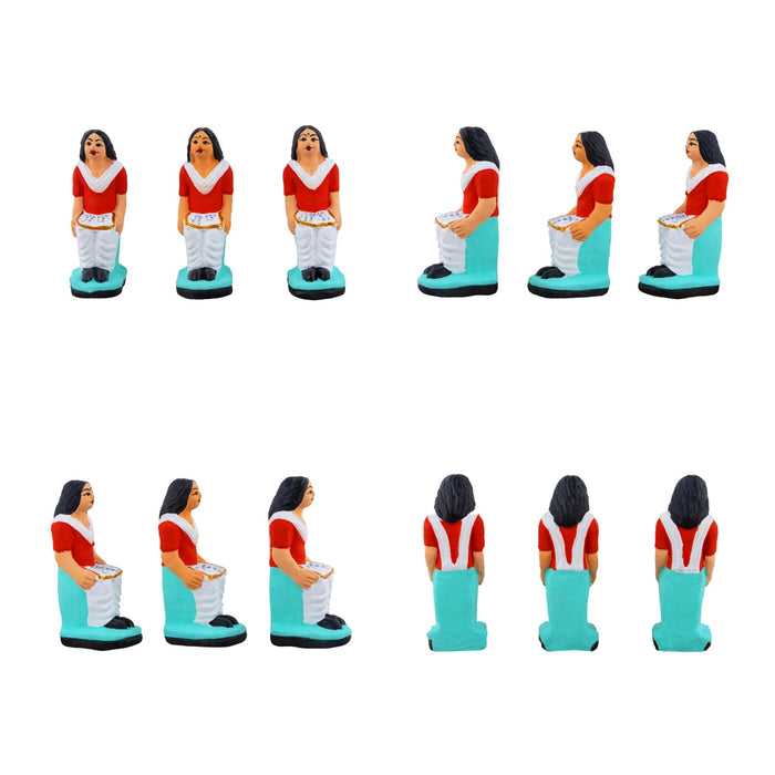 School Clay Golu Bommai Set - 7 x 3 Inches | Navaratri Gombe/ Giri Golu Doll/ Navratri Decor