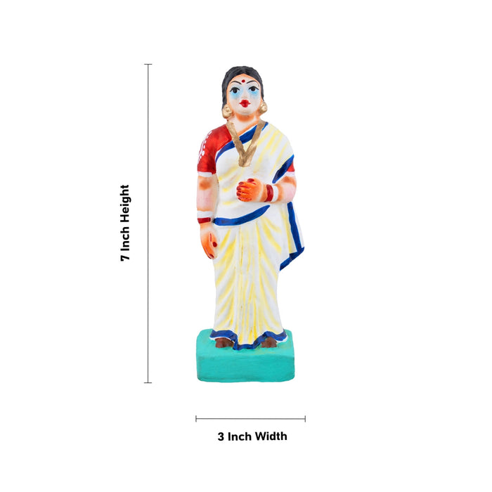 School Clay Golu Bommai Set - 7 x 3 Inches | Navaratri Gombe/ Giri Golu Doll/ Navratri Decor