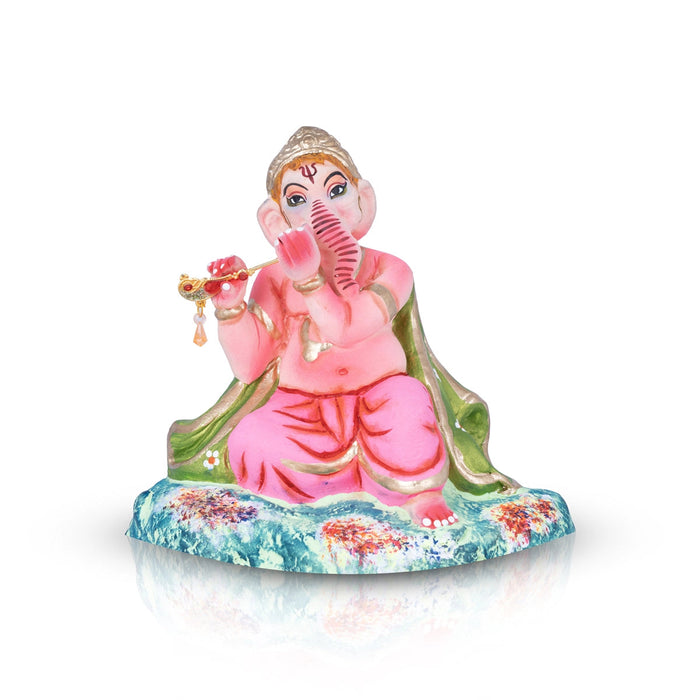 Flute Ganesh Murti Clay Golu Bommai - 8 X 7 Inches | Navaratri Gombe/ Giri Golu Doll/ Navratri Decor