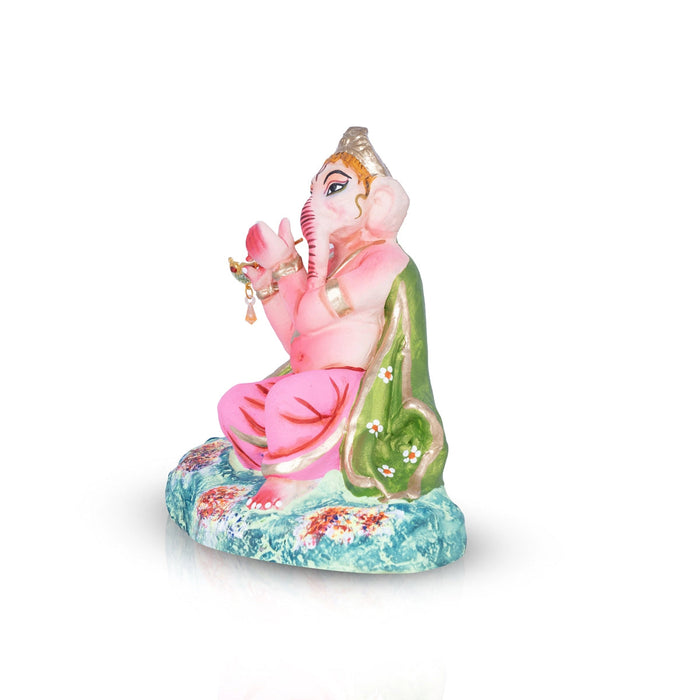 Flute Ganesh Murti Clay Golu Bommai - 8 X 7 Inches | Navaratri Gombe/ Giri Golu Doll/ Navratri Decor