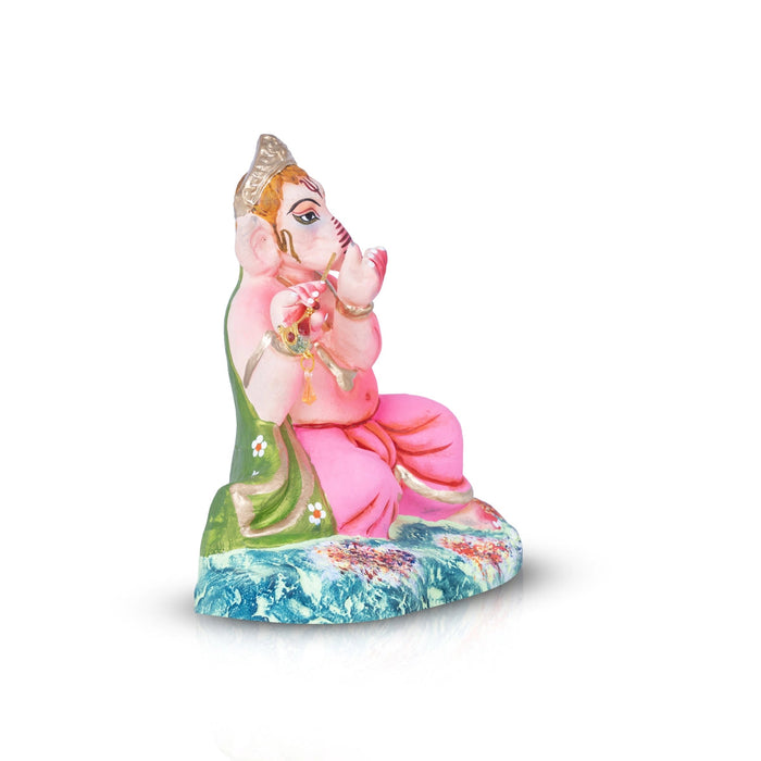 Flute Ganesh Murti Clay Golu Bommai - 8 X 7 Inches | Navaratri Gombe/ Giri Golu Doll/ Navratri Decor