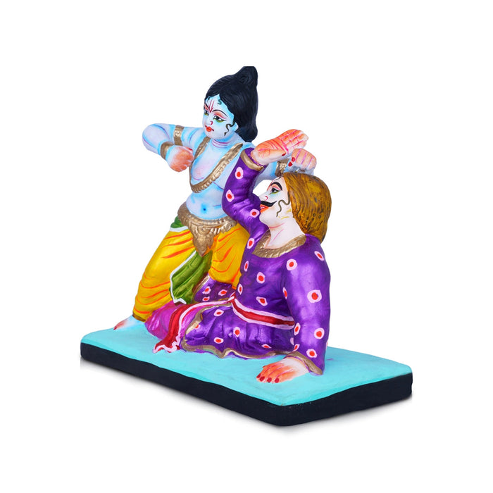 Kamsa Vadham Clay Golu Bommai - 8 X 9 Inches | Navaratri Gombe/ Giri Golu Doll/ Navratri Decor