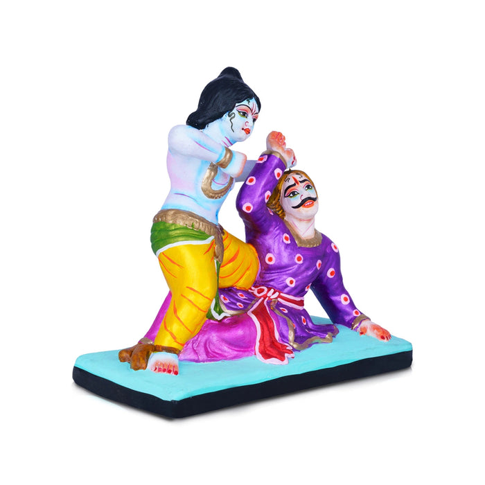 Kamsa Vadham Clay Golu Bommai - 8 X 9 Inches | Navaratri Gombe/ Giri Golu Doll/ Navratri Decor