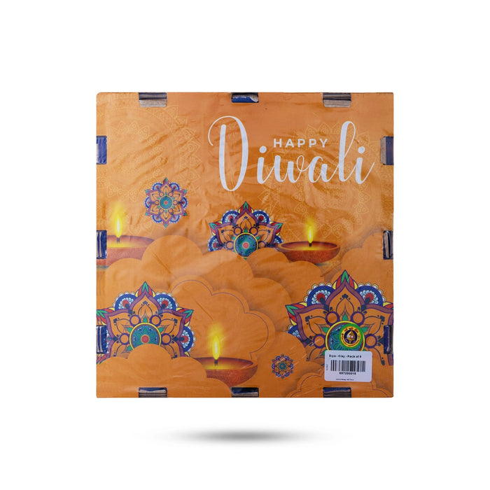 Clay Diya - Pack of 9 | Hand Painted Earthen Oil Lamp/ Terracotta Deepam for Pooja & Festive Decor