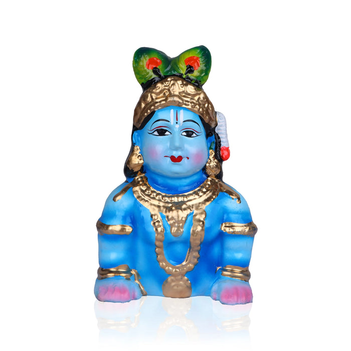 Crawling Krishna Clay Golu Bommai - 7 x 6 Inches | Giri Golu Doll/ Navaratri Golu Bomma/Gombe/Bommai