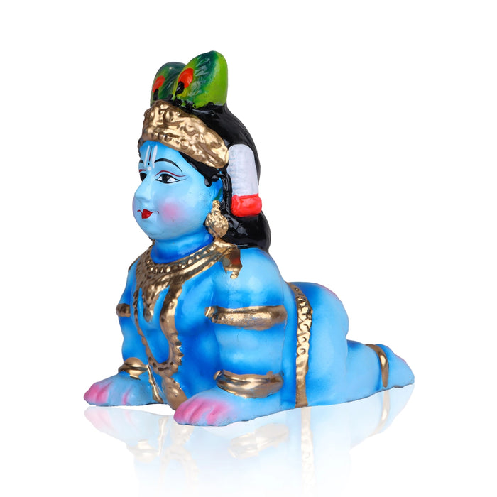 Crawling Krishna Clay Golu Bommai - 7 x 6 Inches | Giri Golu Doll/ Navaratri Golu Bomma/Gombe/Bommai