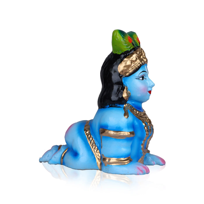 Crawling Krishna Clay Golu Bommai - 7 x 6 Inches | Giri Golu Doll/ Navaratri Golu Bomma/Gombe/Bommai