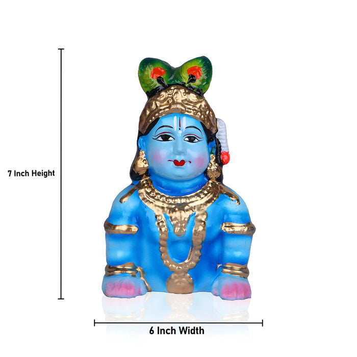 Crawling Krishna Clay Golu Bommai - 7 x 6 Inches | Giri Golu Doll/ Navaratri Golu Bomma/Gombe/Bommai