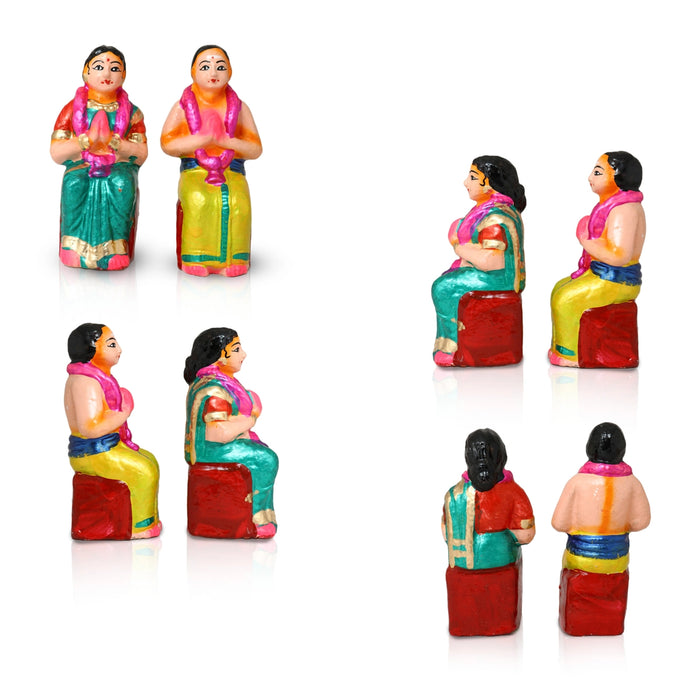 60th Marriage Clay Golu Bommai Set - 7 x 5.5 Inches | Giri Golu Doll/ Navaratri Golu Bomma/ Gombe/ Bommai